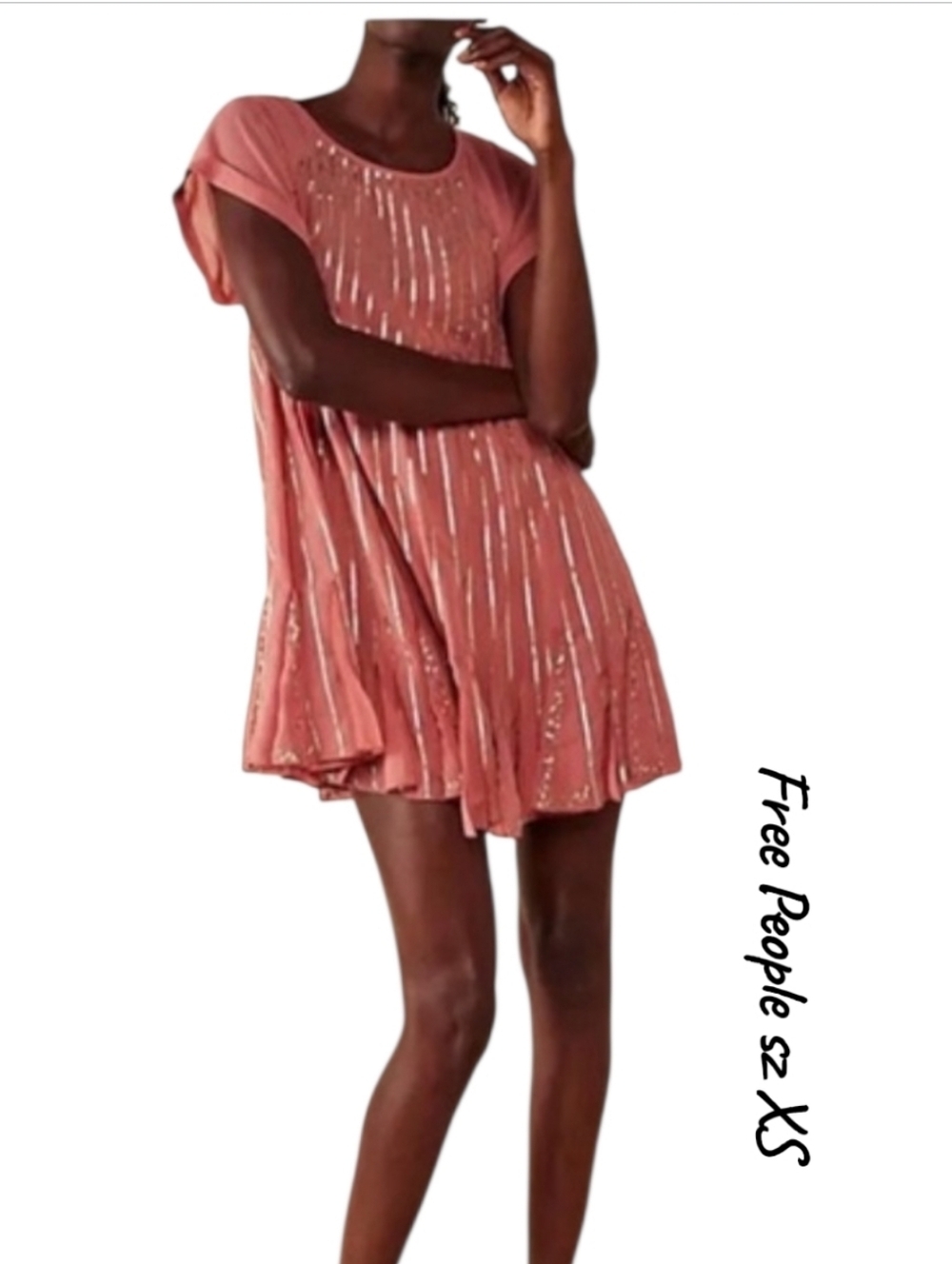 NWT Free People  A- Line Cocktail Flowy Sequin Mini Dress sz XS